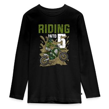 Fahren in 5 Dirt Bike Motocross Geburtstag - Teenager Premium Bio Langarmshirt - Schwarz - Vorne - AI Model Kid Female (0cm)