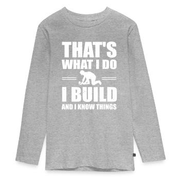 Lustiges Bauarbeiter Motiv - Teenager Premium Bio Langarmshirt - Grau meliert - Vorne