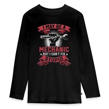 Mechanic - Teenager Premium Organic Long Sleeve Shirt - black - Front - AI Model Kid Female (0cm)