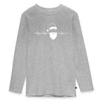 Herzschlag Weihnachten Weihnachtsdekoration - Teenager Premium Bio Langarmshirt - Grau meliert - Vorne