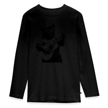 Lustiger Bär spielt Gitarre und singt - Teenager Premium Bio Langarmshirt - Schwarz - Vorne - AI Model Kid Female (0cm)