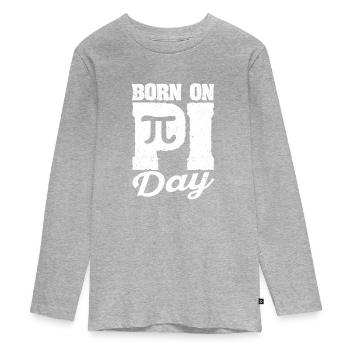 Born on Pi Day Math Lover's Birthday Apprenticeship - Teenager Premium Organic Long Sleeve Shirt - heather grey - Front