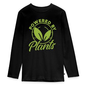 Powered By Plants - Teenager Premium Organic Long Sleeve Shirt - black - Front - AI Model Kid Female (0cm)