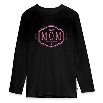 Best Mom since 2018 - Teenager Premium Organic Long Sleeve Shirt - black - Front - AI Model Kid Female (0cm)