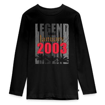 Baujahr 2003 Januar geboren Geschenkidee - Teenager Premium Bio Langarmshirt - Schwarz - Vorne - AI Model Kid Female (0cm)