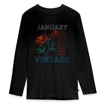 Baujahr 2003 Januar geboren Geschenkidee - Teenager Premium Bio Langarmshirt - Schwarz - Vorne - AI Model Kid Female (0cm)