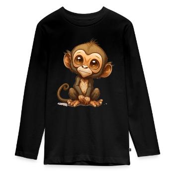 cute monkey - Teenager Premium Bio Langarmshirt - Schwarz - Vorne - AI Model Kid Female (0cm)