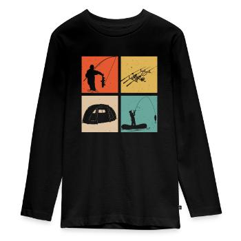 Pêcheurs à la ligne Pêche et filature de carpes - T-shirt manches longues Premium Ado - noir - Devant - AI Model Kid Female (0cm)
