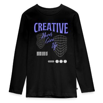 Creative Streetwear - Teenager Premium Bio Langarmshirt - Schwarz - Vorne - AI Model Kid Female (0cm)