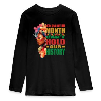 Women Black History Month and Juneteenth - Teenager Premium Organic Long Sleeve Shirt - black - Front - AI Model Kid Female (0cm)
