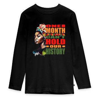 Juneteenth and Black History Commemorative - Teenager Premium Organic Long Sleeve Shirt - black - Front - AI Model Kid Female (0cm)