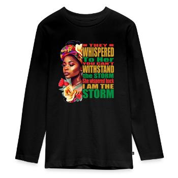 I Am the Storm African Woman Black History Month - Teenager Premium Organic Long Sleeve Shirt - black - Front - AI Model Kid Female (0cm)