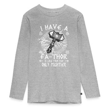 Vathor - Fête des pères et cadeau de fils Viking - T-shirt manches longues Premium Ado - gris chiné - Devant