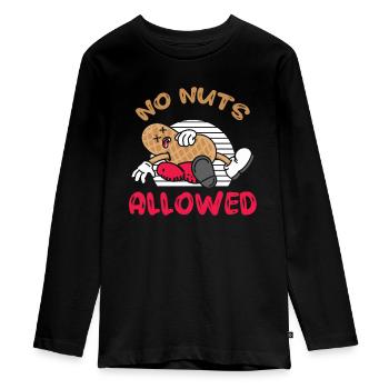 No nuts allowed Peanut allergy sufferers - Teenager Premium Organic Long Sleeve Shirt - black - Front - AI Model Kid Female (0cm)