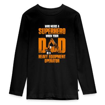 Construction machinery operator Excavator driver Excavator driver Construction workers - Teenager Premium Organic Long Sleeve Shirt - black - Front - AI Model Kid Female (0cm)