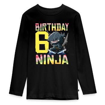 Shark Ninja I'm 6 - Action Unterwasser Geburtstag - Teenager Premium Bio Langarmshirt - Schwarz - Vorne - AI Model Kid Female (0cm)