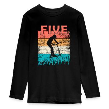 Scooter Stuntscooter 5. Geburtstag 5 - Teenager Premium Bio Langarmshirt - Schwarz - Vorne - AI Model Kid Female (0cm)