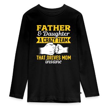 Father & daughter a crazy team partner look - Teenager Premium Organic Long Sleeve Shirt - black - Front - AI Model Kid Female (0cm)