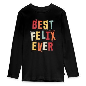 Beste Felix aller Zeiten Retro Geburtsnamen Felix - Teenager Premium Bio Langarmshirt - Schwarz - Vorne - AI Model Kid Female (0cm)