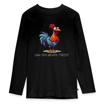 Can you Hendl this - Teenager Premium Bio Langarmshirt - Schwarz - Vorne - AI Model Kid Female (0cm)