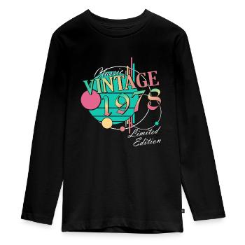 Birthday 1978 - 45 years - Teenager Premium Organic Long Sleeve Shirt - black - Front - AI Model Kid Female (0cm)