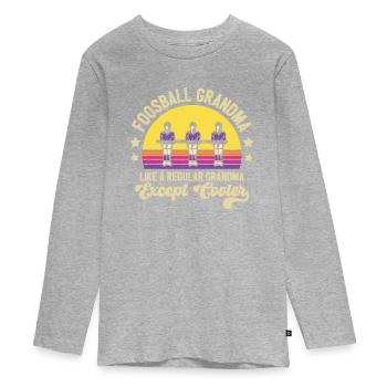 Foosball Grandmother Retro Table Soccer Vintage Wo - Teenager Premium Bio Langarmshirt - Grau meliert - Vorne