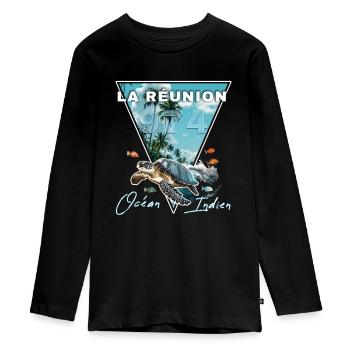 L'île de la Réunion 974 Océan Indien Cadeau - T-shirt manches longues Premium Ado - noir - Devant - AI Model Kid Female (0cm)