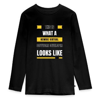 Développeur de logiciels virtuels débutant - T-shirt manches longues Premium Ado - noir - Devant - AI Model Kid Female (0cm)