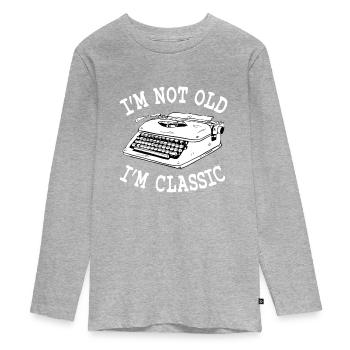 Machine à écrire vintage - T-shirt manches longues Premium Ado - gris chiné - Devant