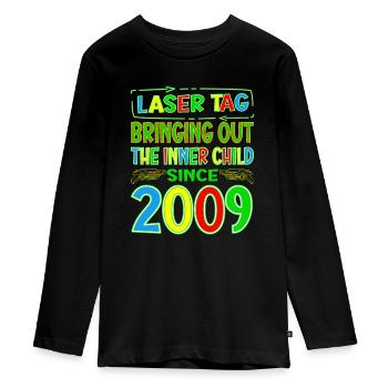 Laser Tag Bringing Out The Inner Child Years Old - Teenager Premium Organic Long Sleeve Shirt - black - Front - AI Model Kid Female (0cm)