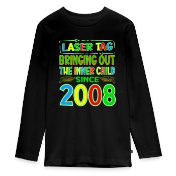 Laser Tag Bringing Out The Inner Child Years Old - Teenager Premium Organic Long Sleeve Shirt - black - Front - AI Model Kid Female (0cm)