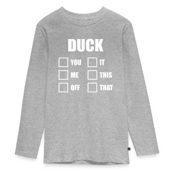 Rubber Duck Yellow Bath Duckie Cute Duckling - Teenager Premium Organic Long Sleeve Shirt - heather grey - Front