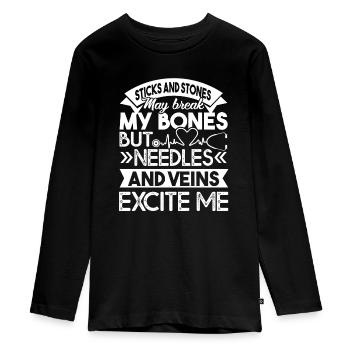 Nurse Nurse Excite Me - Teenager Premium Organic Long Sleeve Shirt - black - Front - AI Model Kid Female (0cm)