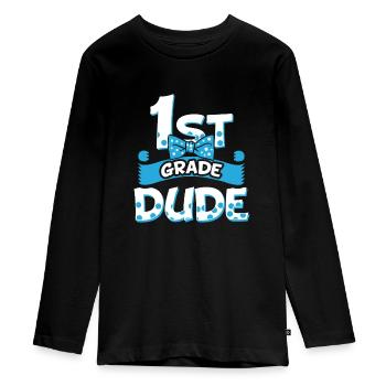 1st Grade Dude - Freshman First Grader - Teenager Premium Organic Long Sleeve Shirt - black - Front - AI Model Kid Female (0cm)