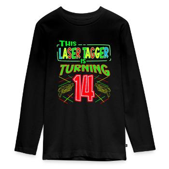 This Laser Tagger Is Turning 14 Years Old Laser - Teenager Premium Bio Langarmshirt - Schwarz - Vorne - AI Model Kid Female (0cm)