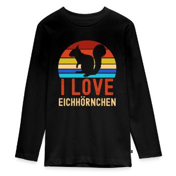I love squirrels - cute rodents - Teenager Premium Organic Long Sleeve Shirt - black - Front - AI Model Kid Female (0cm)