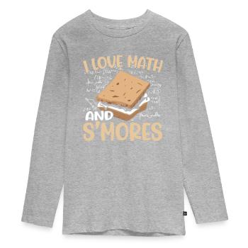 J’aime les maths et les smores drôle de campeur de guimauve sc - T-shirt manches longues Premium Ado - gris chiné - Devant