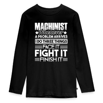 Machinist Machinist Solves Problem - Teenager Premium Organic Long Sleeve Shirt - black - Front - AI Model Kid Female (0cm)