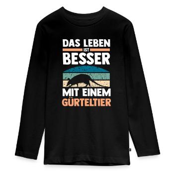 Gürteltier - Teenager Premium Bio Langarmshirt - Schwarz - Vorne - AI Model Kid Female (0cm)