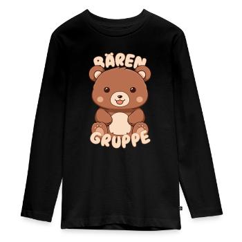 Süßes Bärengruppe Kindergarten Gruppentier - Teenager Premium Bio Langarmshirt - Schwarz - Vorne - AI Model Kid Female (0cm)
