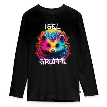 Graffiti Igelgruppe Kindergarten Gruppentier - Teenager Premium Bio Langarmshirt - Schwarz - Vorne - AI Model Kid Female (0cm)