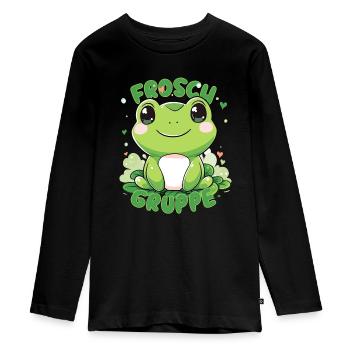 Süßes Froschgruppe Kindergarten Gruppentier - Teenager Premium Bio Langarmshirt - Schwarz - Vorne - AI Model Kid Female (0cm)