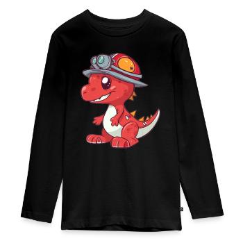 Mignon dragon pompier - T-shirt manches longues Premium Ado - noir - Devant - AI Model Kid Female (0cm)