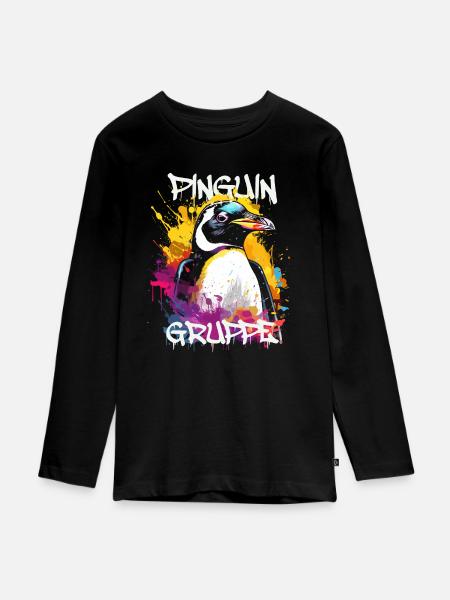 Graffiti Pinguingruppe Kindergarten Gruppentier - Teenager Premium Bio Langarmshirt - Schwarz