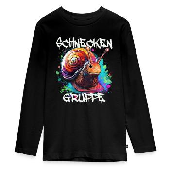 Graffiti Schneckengruppe Kindergarten Gruppentier - Teenager Premium Bio Langarmshirt - Schwarz - Vorne - AI Model Kid Female (0cm)