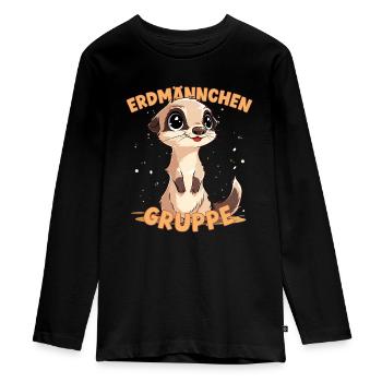 Cartoon Erdmännchengruppe Kindergarten Gruppentier - Teenager Premium Bio Langarmshirt - Schwarz - Vorne - AI Model Kid Female (0cm)