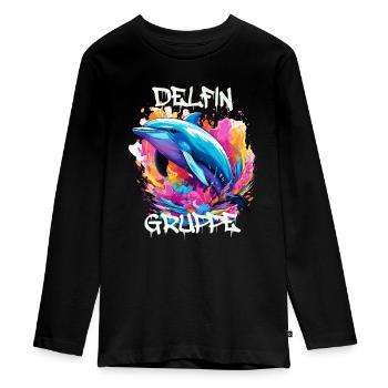Graffiti Delfingruppe Kindergarten Gruppentier - Teenager Premium Bio Langarmshirt - Schwarz - Vorne - AI Model Kid Female (0cm)