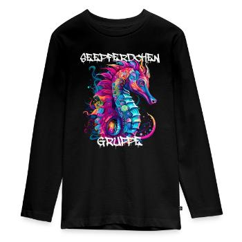 Seepferdchengruppe Kindergarten Gruppentier - Teenager Premium Bio Langarmshirt - Schwarz - Vorne - AI Model Kid Female (0cm)
