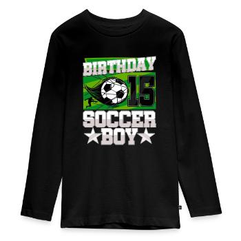 15th birthday Boy Soccer 15 Years Old Gifts - Teenager Premium Bio Langarmshirt - Schwarz - Vorne - AI Model Kid Female (0cm)
