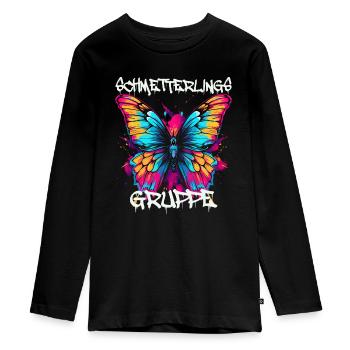 Schmetterlingsgruppe Kindergarten Gruppentier - Teenager Premium Bio Langarmshirt - Schwarz - Vorne - AI Model Kid Female (0cm)